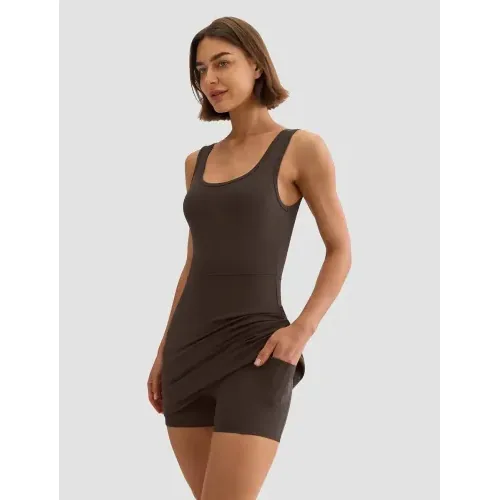 DLOODA Tennis Shorts with Pockets, Brown, view 4