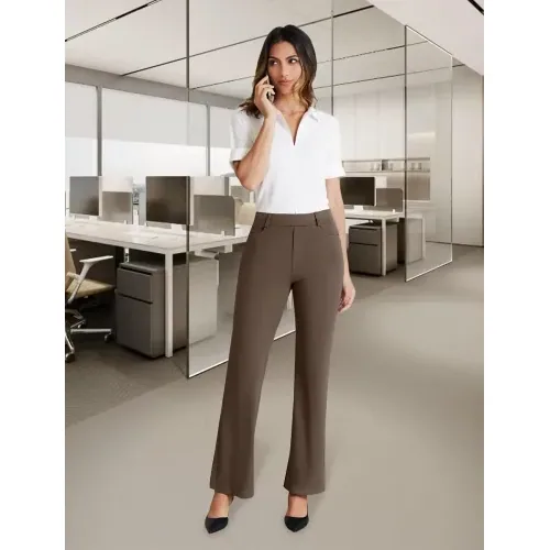 DLOODA Work Flare Pants, Brown, view 2
