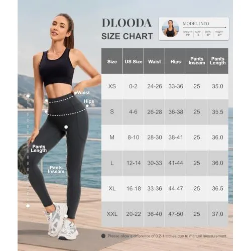 DLOODA High Waist Yoga Leggings with Pockets, Navy, view 4