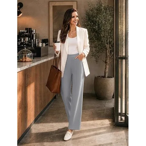 DLOODA Work Wide Leg Pants, Light Grey, view 2