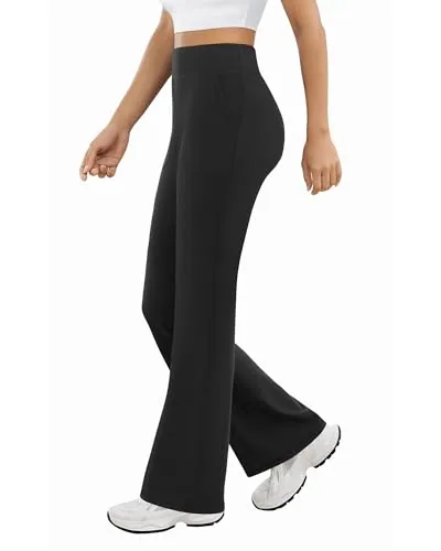 DLOODA High Waist Yoga Bootcut Pants with Pockets, Black