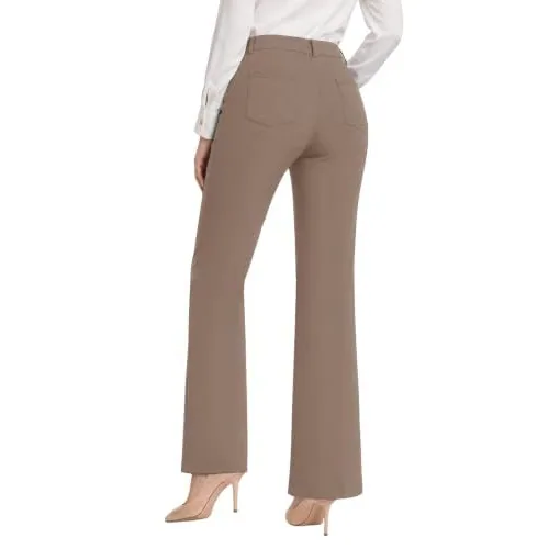 DLOODA High Waist Work Dress Pants with Pockets, Deep Khaki, view 2
