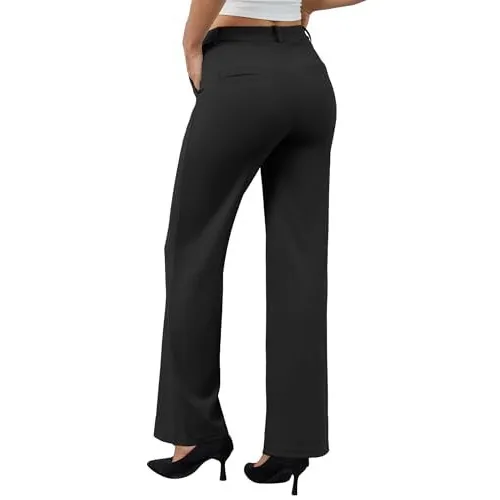 DLOODA High Waist Work Wide Leg Pants, Black, view 2