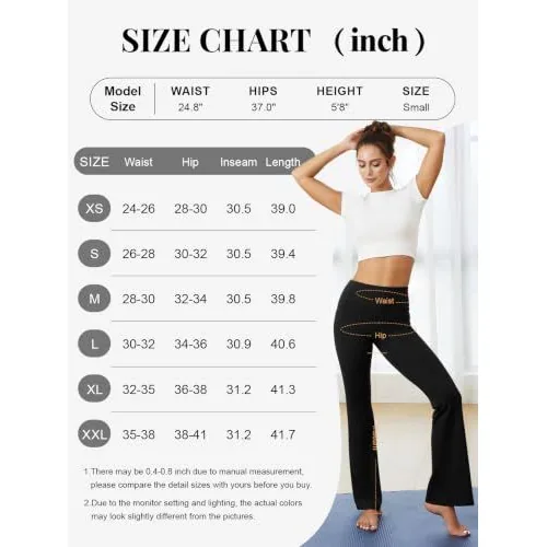 DLOODA High Waist Yoga Flare Leggings with Pockets, Black, view 6