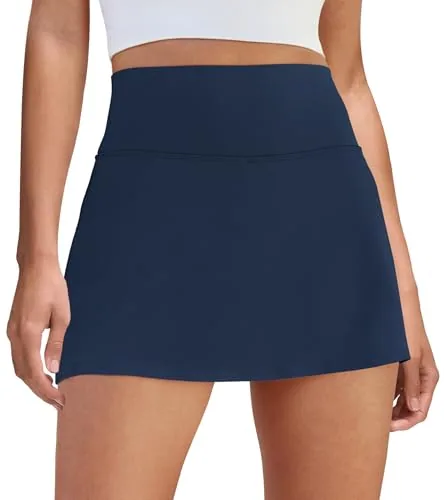 DLOODA High Waist Tennis Skort with Pockets, Navy