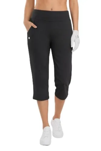 DLOODA High Waist Golf Capri Pants, Black