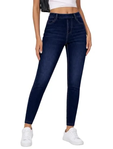 DLOODA High Waist Jeans with Pockets, Dark Blue