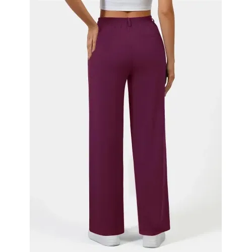 DLOODA High Waist Work Wide Leg Pants, Berry, view 2