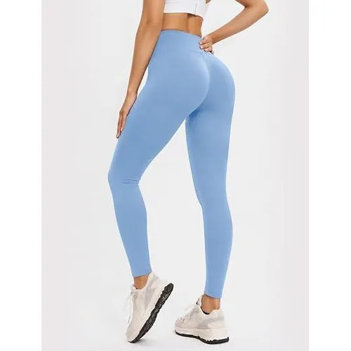 DLOODA High Waist Yoga Leggings, Light Blue, view 2