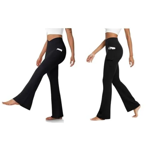 DLOODA Yoga Flare Leggings with Pockets, Tummy Control