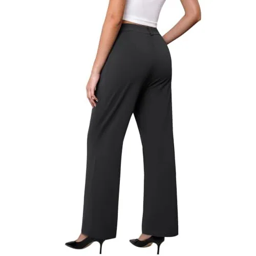 DLOODA High Waist Work Wide Leg Pants, Black, view 2