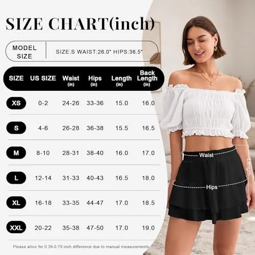 DLOODA High Waist Ruffle Skort with Pockets, Black, view 5