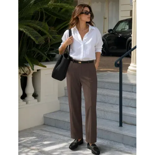 DLOODA Work Wide Leg Pants, Brown, view 5