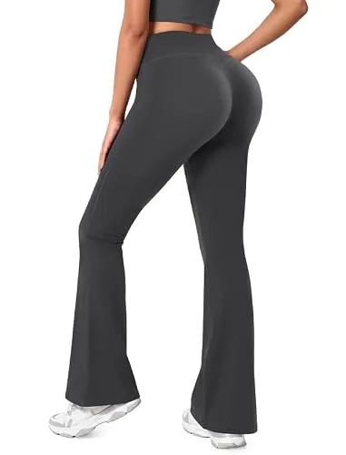 DLOODA High Waist Yoga Flare Leggings Buttery Soft, Dark Grey