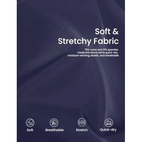 DLOODA High Waist Tennis Skort Crossover, with Pockets, Navy, view 4