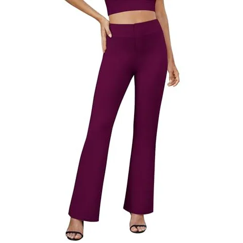 DLOODA Work Bootcut Pants with Pockets, Berry, view 2