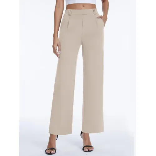 DLOODA High Waist Work Straight Leg Pants, Khaki, view 2