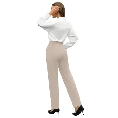 DLOODA High Waist Work Dress Pants, Beige, view 2