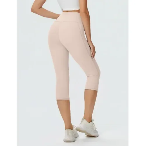DLOODA High Waist Yoga Capri Leggings, Khaki, view 2