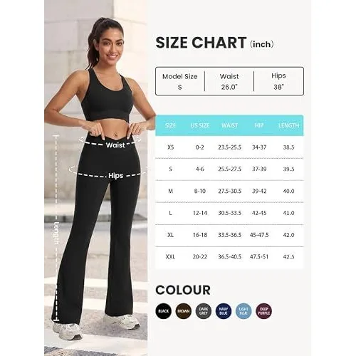 DLOODA High Waist Yoga Flare Leggings Crossover, with Pockets, Black, view 6