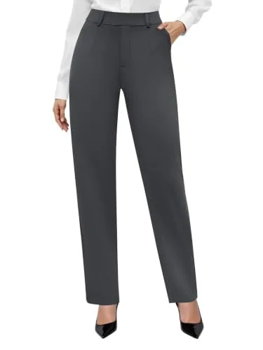 DLOODA High Waist Work Dress Pants, Deep Grey