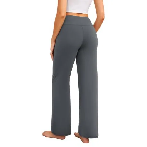 DLOODA Yoga Wide Leg Pants with Pockets, Deep Grey, view 2
